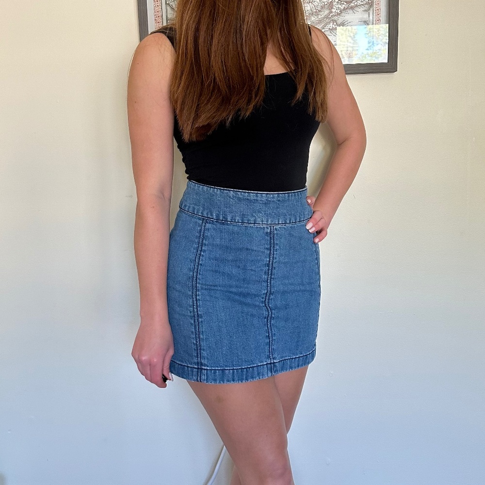 Free People Modern Femme Flare Denim Mini